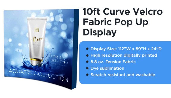 10ft Curve Velcro Fabric Pop Up Display