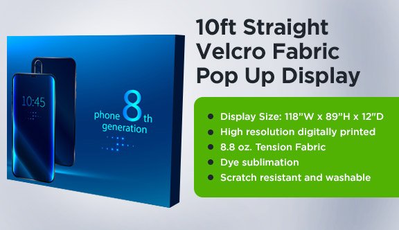 10ft Straight Velcro Fabric Pop Up Display