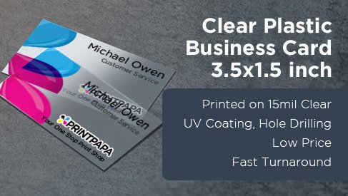 Clear Plastic Business Card 3.5x1.5 inch