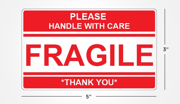 Fragile Labels - Please Handle with Care - 3x5