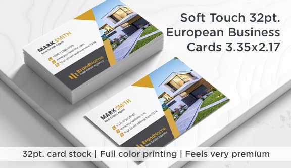 Soft Touch 32pt. European Business Cards 3.35x2.17
