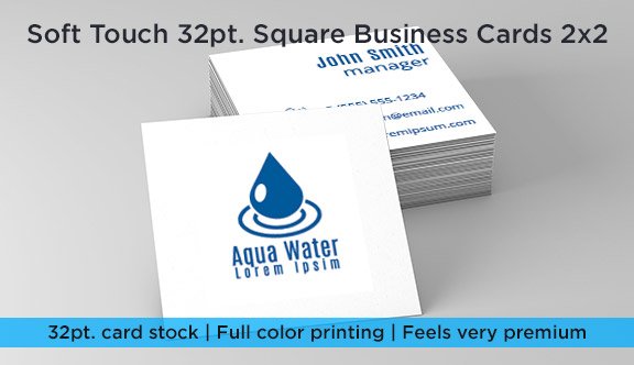 Soft Touch 32pt. Square Business Cards 2x2