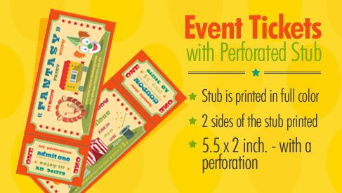 Event Tickets with Perforated Stub