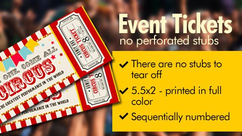 Event Tickets (No Perforated Stubs)