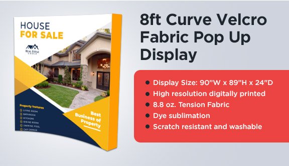 8ft Curve Velcro Fabric Pop Up Display