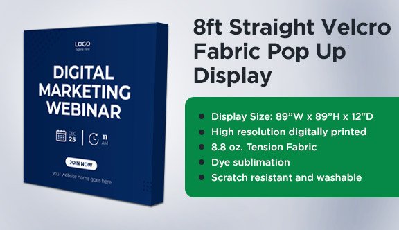 8ft Straight Velcro Fabric Pop Up Display