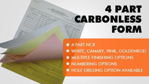 4 Part Carbonless Form - Half Page