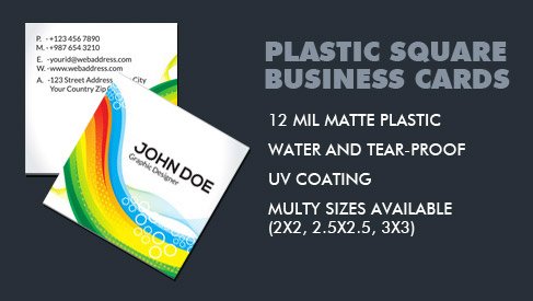 Plastic Square Business Card 2x2 inch