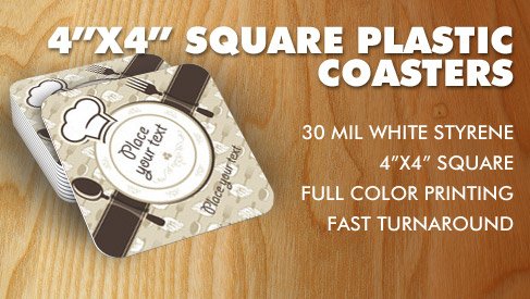 Plastic Square Coasters (4 inch)