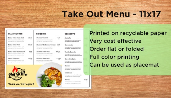 Take Out Menu - 11x17