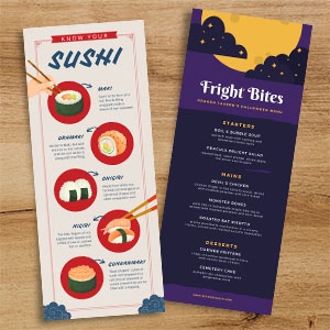 Laminated Menu - 3.5x8.5