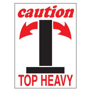 Caution Top Heavy Labels - 3x4