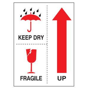 Fragile Keep Dry Labels - 3x4