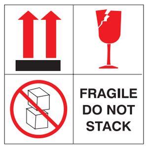 Fragile Do Not Stack Labels - 4x4