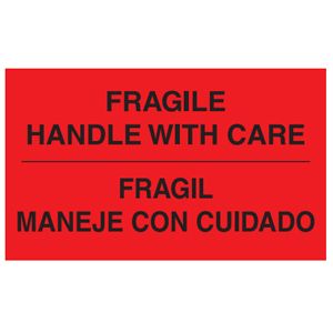 Fragile Handle With Care/ Bilingual Labels (Spanish) - 3x5
