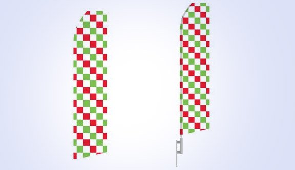 Red, Green, and White Checkered Stock Flag - 16ft
