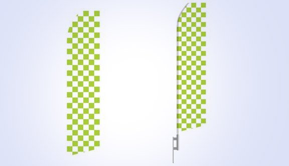 Green and White Checkered Stock Flag - 16ft
