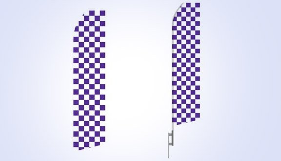 Purple Checkered Stock Flag - 16ft