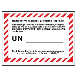 Radioactive Material, Excepted Package Labels - 4.375x3.25