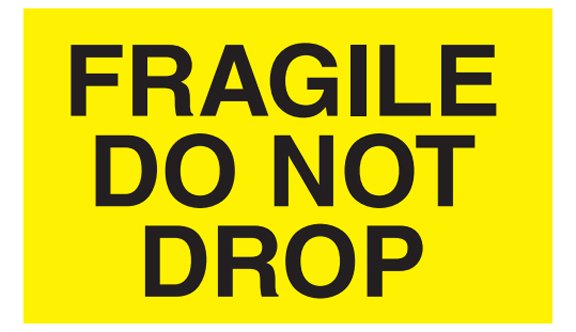 Fragile Material Do Not Crush Do Not Drop Label 3'' x 3