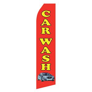 Red Car Wash Stock Flag - 16ft.