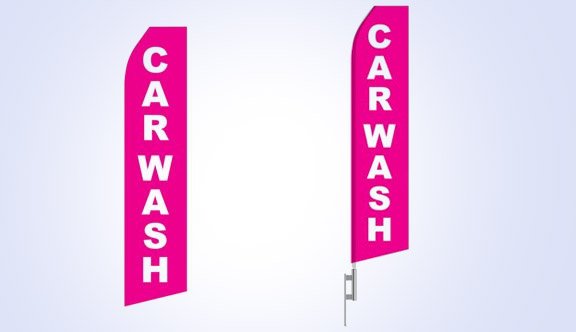 Pink Car Wash Stock Flag - 16ft