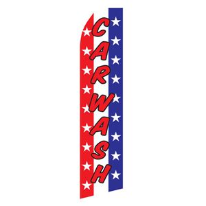Red White and Blue Car Wash Stock Flag - 16ft