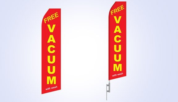 Red Free Vacuum With Wash Stock Flag - 16ft