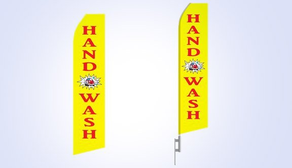 Yellow Hand Wash Stock Flag - 16ft