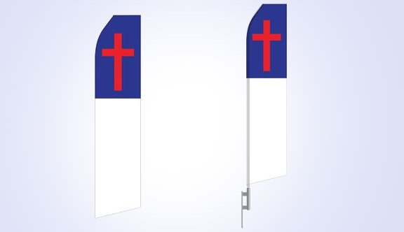 Blue White and Red Cross Stock Flag - 16ft