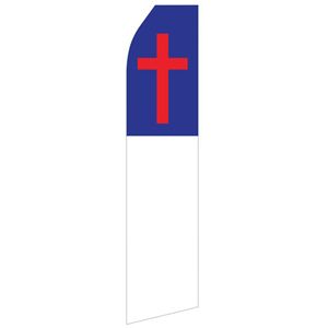 Blue Red White Cross Stock Flag - 16ft