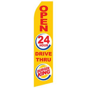 Burger King 24 HR Drive Thru Logo Stock Flag - 16ft