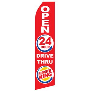 Burger King 24 HR Drive Thru Logo Stock Flag - 16ft