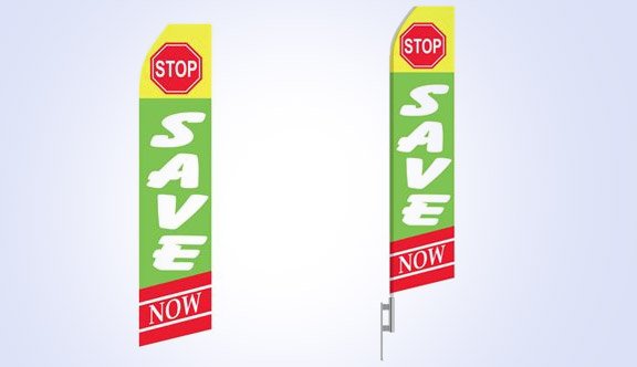 Stop Save Here Stock Flag - 16ft