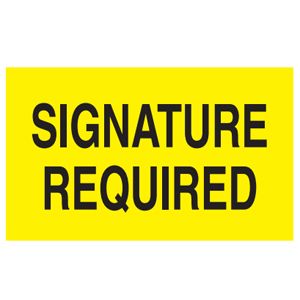 Signature Required Labels - 3x5