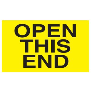 Open This End Labels - 3x5