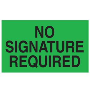 No Signature Required Labels - 3x5