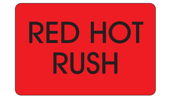 Red Hot Rush Labels - 2x3